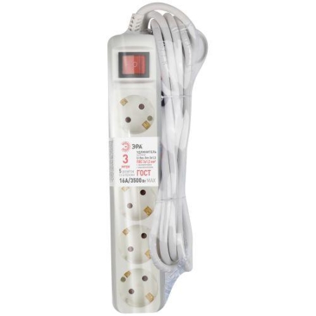 Удлинитель 5х3м с заземл. с выкл. ПВС 3х1.5 16А U-5es-3m-3x1.5 Эра Б0044044