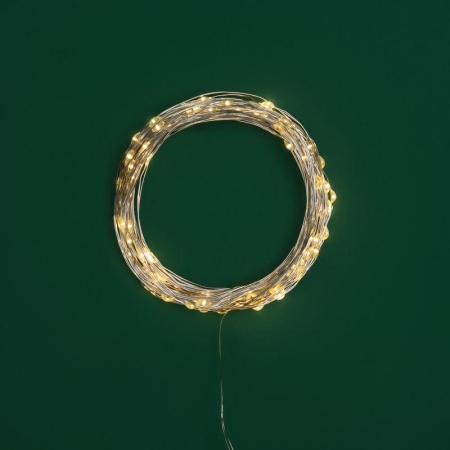 Гирлянда "Роса" 10м 100LED тепл. бел. IP44 с пультом 8 режимов элементы питания 3хAA Neon-Night 303-256