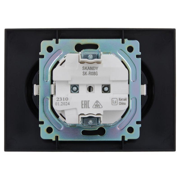 Розетка 2-м SKANDY 16А с заземл. без защ. шторок в сборе SK-R08G графит IEK SK-R21-16-K53-F