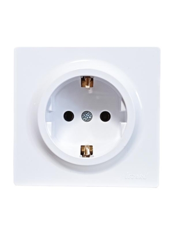 Розетка 1-м ОП LETO с заземл. ПБТ бел. LEZARD 752-0200-122B