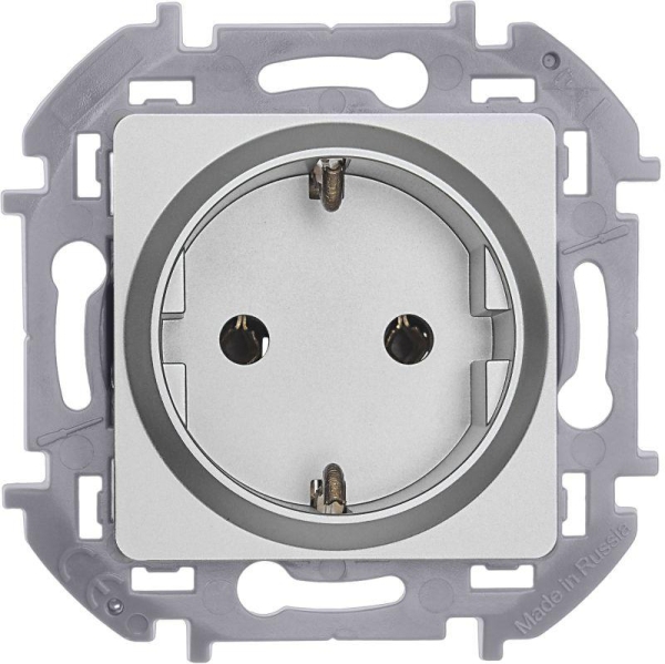 Розетка 1-м СП Inspiria 16А IP20 250В 2P+E немецк. стандарт механизм алюм. IEK 673722