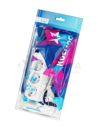 Удлинитель 3х3м без заземл. 16А IP20 ПВС 2х1.5 КОСМОС YKsm3m-3g(K)