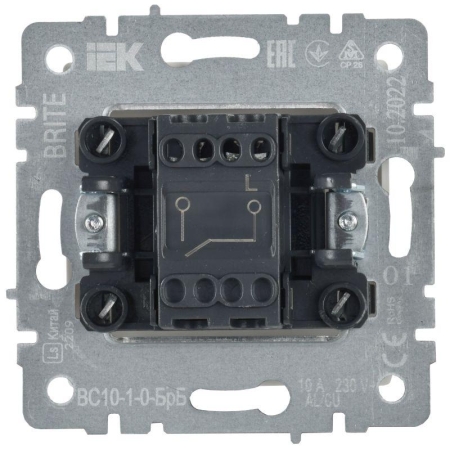 Выключатель 1-кл. СП BRITE ВС10-1-0-БрБ 10А механизм бел. IEK BR-V10-0-10-K01