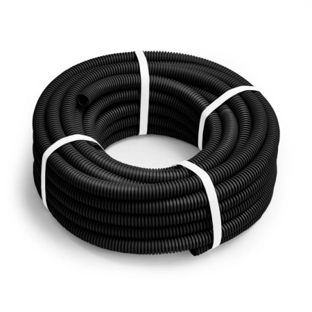 Труба гофрированная ПА d32мм безгалоген. (HF) стойкая УФ черн. (уп.10м) Промрукав PR02.0263