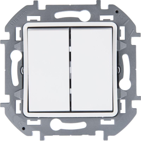 Переключатель модульный 2-кл. Inspiria 250В 10AX с подсветкой бел. IEK 673665