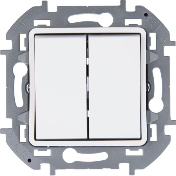 Переключатель модульный 2-кл. Inspiria 250В 10AX с подсветкой бел. IEK 673665