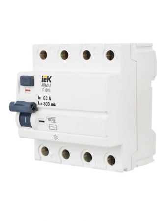 Выключатель дифференциального тока (УЗО) 4п 63А 300мА тип AC ВДТ R10N ARMAT IEK AR-R10N-4-063C300