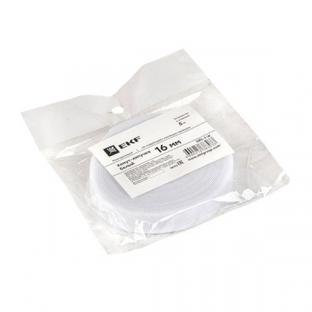 Хомут-липучка 16мм бел. (5м/ролл) PROxima EKF hlft-1-w