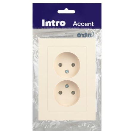 Розетка 2-м СП Accent 6-204-02 16А IP20 250В 2P AL/CU сл. кость Intro Б0063474