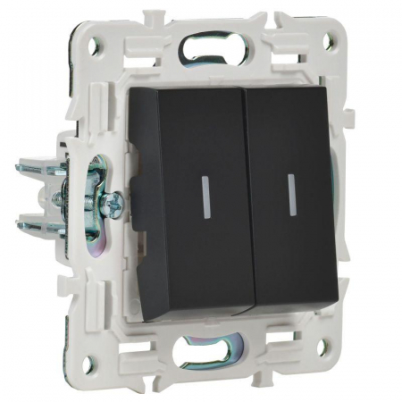 Выключатель проходной 2-кл. SKANDY 10А SK-V10Bl с индикацией черн. IEK SK-V22-1-10-K02