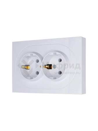 Розетка 2-м СП OSEN с заземл. ПБТ механизм бел. LEZARD 743-0200-127B