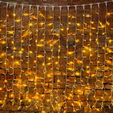 Гирлянда светодиодная "Светодиодный Дождь" 2х3м 448LED тепл. бел. 70Вт 230В IP65 эффект мерцания провод прозр. (нужен шнур питания 303-500-1) Neon-Night 235-136-6