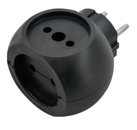 Разветвитель сетевой 10А (тройник) шар РВ-043 10А Si 1/3С-Bl черн. Volsten 13919