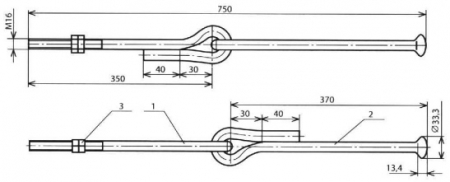 Штанга сочлененная пестик-нарезка (L=750)  КС-179