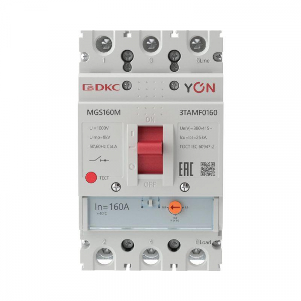 Выключатель автоматический MGS160 3P 128-160A 25kA YON MGS160M-3TAMF0160