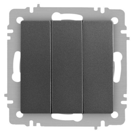 Выключатель 3-кл. СП Accent 6-106-07 10А IP20 250В AL/CU графит Intro Б0063544