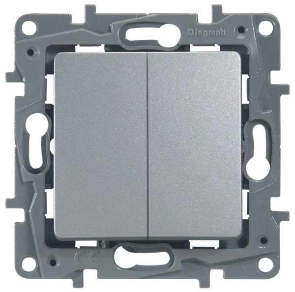 Переключатель 2-кл. СП Etika Plus 10А IP20 250В 10AX безвинтов. зажимы механизм алюм. IEK 672412