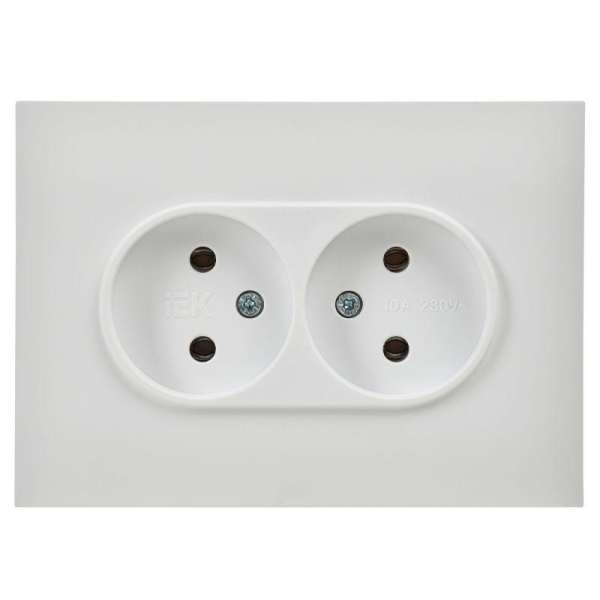 Розетка 2-м SKANDY 10А без заземл. без защ. шторок в сборе SK-R10W арктич. бел. IEK SK-R20-10-K01-F