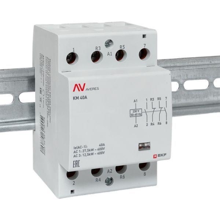 Контактор модульный КМ 40А 2NO+2NC 230В AC (3 мод.) AVERES EKF km-av-3-40-22-230V