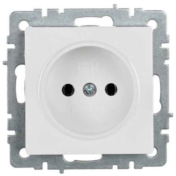 Розетка BRITE РС10-1-0-БрБ 10А без заземл. без защ. шторок механизм бел. IEK BR-R10-10-K01
