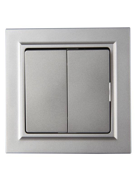 Выключатель 2-кл. СП BRITE ВСР10-2-0-БрС 10А в сборе сталь IEK BR-V20-0-10-K46-F