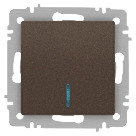 Выключатель 1-кл. СП Accent 6-102-08 10А IP20 250В с подсветкой AL/CU бронза Intro Б0063463