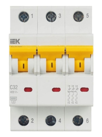 Выключатель автоматический модульный 3п C 32А 6кА ВА47-60M KARAT IEK MVA31-3-032-C