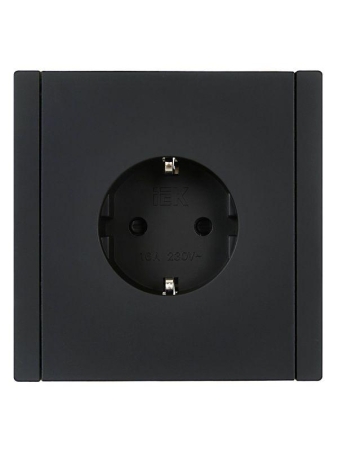 Розетка СП FORTE&PIANO FP115 16А с заземл. защ. шторки винт. крепл. черн. IEK FP-R14-16-K02