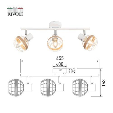 Светильник Anselma 7034-703 3хE14 40Вт настенно-потолочный спот поворотный Rivoli Б0051976