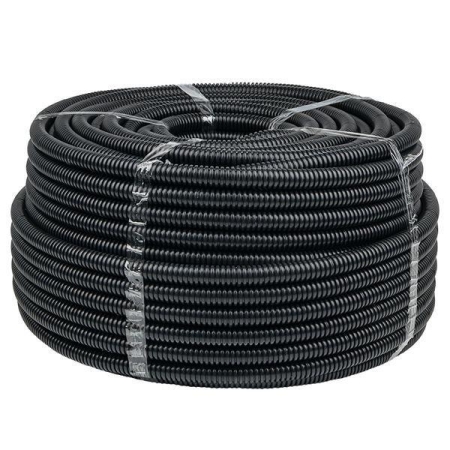 Труба гофрированная d20мм с протяжкой безгалоген. трудногорючая (FRHF) черн. (уп.100м) Plast EKF FRHF-20