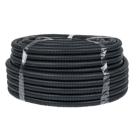 Труба гофрированная d25мм с протяжкой безгалоген. трудногорючая (FRHF) черн. (уп.75м) Plast EKF FRHF-25