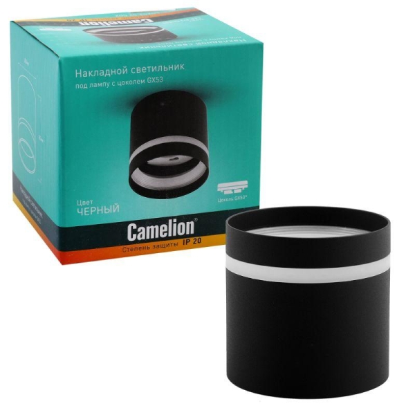 Светильник встраиваемый IP20 под лампу GX53 LGX53-02 C02 черн. Camelion 15395