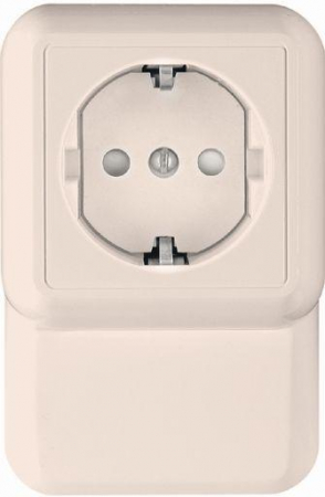 Розетка 1-м ОП Прима 16А 250В защ. шторки с заземл. надплин. (опт. упак) бел. SchE RA16-003-2M-B