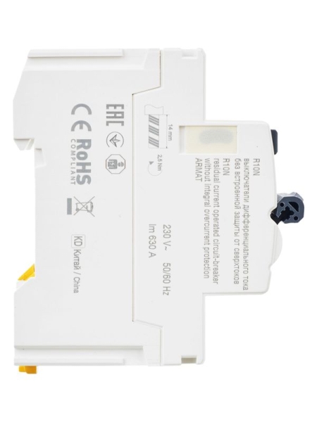 Выключатель дифференциального тока (УЗО) 2п 63А 100мА тип AC ВДТ R10N ARMAT IEK AR-R10N-2-063C100