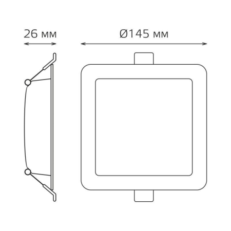 Светильник светодиодный Elementary Downlight 13Вт 4000К 1100лм 170-260В IP20 145х26 квадрат монтаж бел. GAUSS 998420212