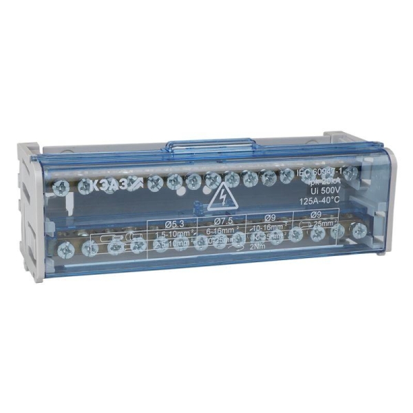 Шина "N" нулевая на DIN-рейку в корпусе 2х15 групп КЭАЗ 143227