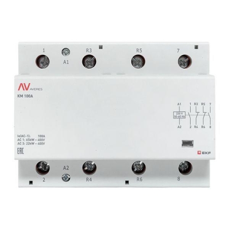 Контактор модульный КМ 100А 2NO+2NC 230В AC (6 мод.) AVERES EKF km-av-6-100-22-230V