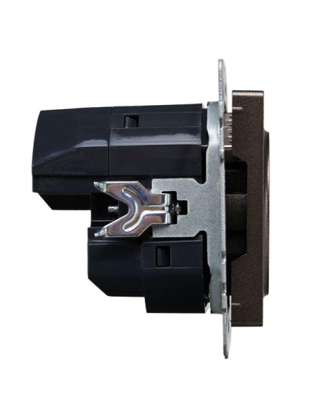 Розетка BRITE РЮш10-1-БрТБ 16А с USB A+A 2.1А с заземл. защ. шторки темн. механизм бронза IEK BR-R14-16-U21-D21-K45