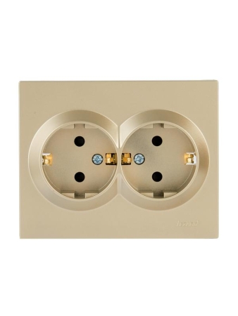 Розетка двойная VESNA с защитой от детей ПБТ зол. LEZARD 742-3600-178B