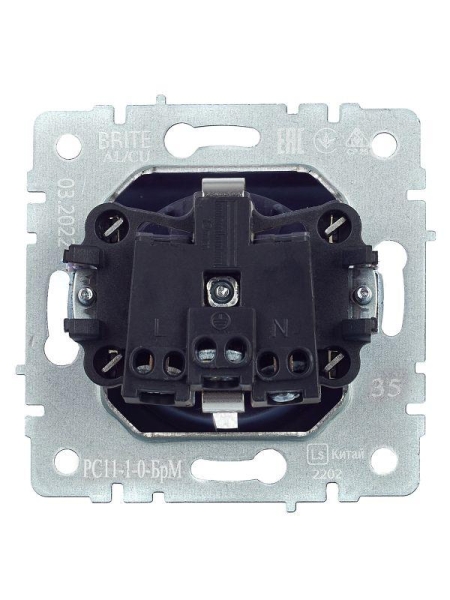 Розетка 1-м СП BRITE РС11-1-0-БрМ 16А с заземл. без защ. шторки механизм маренго IEK BR-R11-16-K35