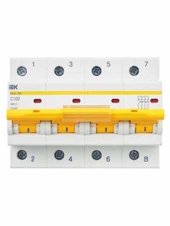 Выключатель автоматический модульный 4п C 100А 10кА ВА47-100 KARAT IEK MVA40-4-100-C