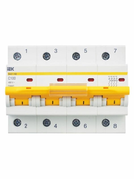 Выключатель автоматический модульный 4п C 100А 10кА ВА47-100 KARAT IEK MVA40-4-100-C