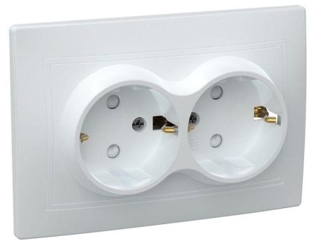 Розетка 2-м СП Кварта РСш12-3-КБ 16А IP20 с заземл. защ. шторки керамика бел. GENERICA ERK24-K01-16-K