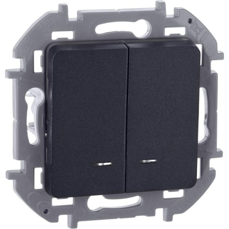 Выключатель 2-кл. Inspiria 10А IP20 250В 10AX с подсветкой/индикацией механизм антрацит IEK 673633