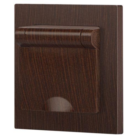 Розетка 1-м СП Accent 6-203-10 16А IP20 250В 2P+E Schuko с крышкой AL/CU венге Intro Б0063454