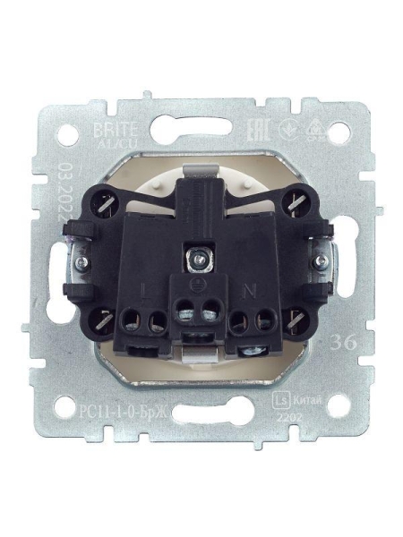 Розетка 1-м СП BRITE РС11-1-0-БрЖ 16А с заземл. без защ. шторки механизм жемчуж. IEK BR-R11-16-K36