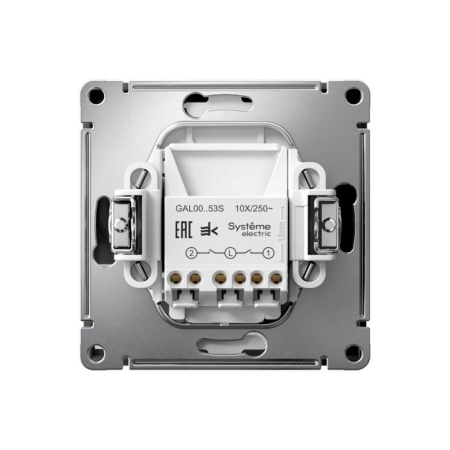 Выключатель 2-кл. ArtGallery (сх. 5а) 10AX с подсветкой быстрозажим. клем. механизм карбон SE GAL001053S