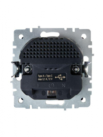 Розетка BRITE РЮш11-1-БрШ 16А с USB A+C 18Вт с заземл. защ. шторки механизм шампань IEK BR-R14-16-U22-018-K37