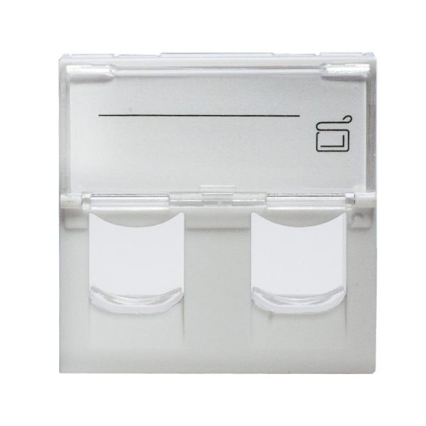 Панель лицевая 2 порта 45х45 Keystone шторки откидное маркировочное окно SUPRLAN 10-0302