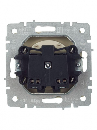 Розетка BRITE РС10-1-0-БрА 10А без заземл. без защ. шторок механизм алюм. IEK BR-R10-10-K47